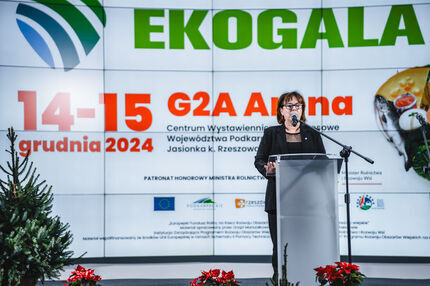 Wiceprezydent Krystyna Stachowska przemawia na scenie